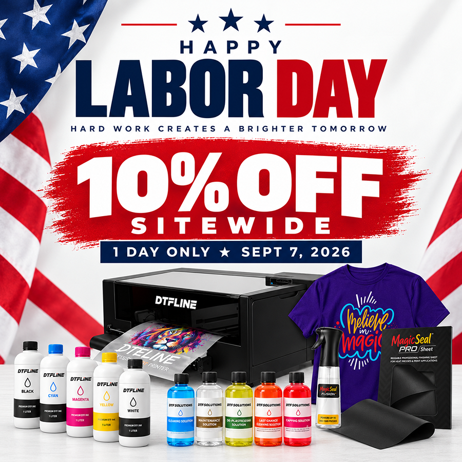 DTGPRO Labor Day Sale - 10 percent off qualifying products sitewide September 7, 2026