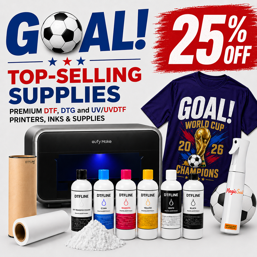 World Cup Sale on DTF, DTG, UV and UV DTF printers, inks and supplies
