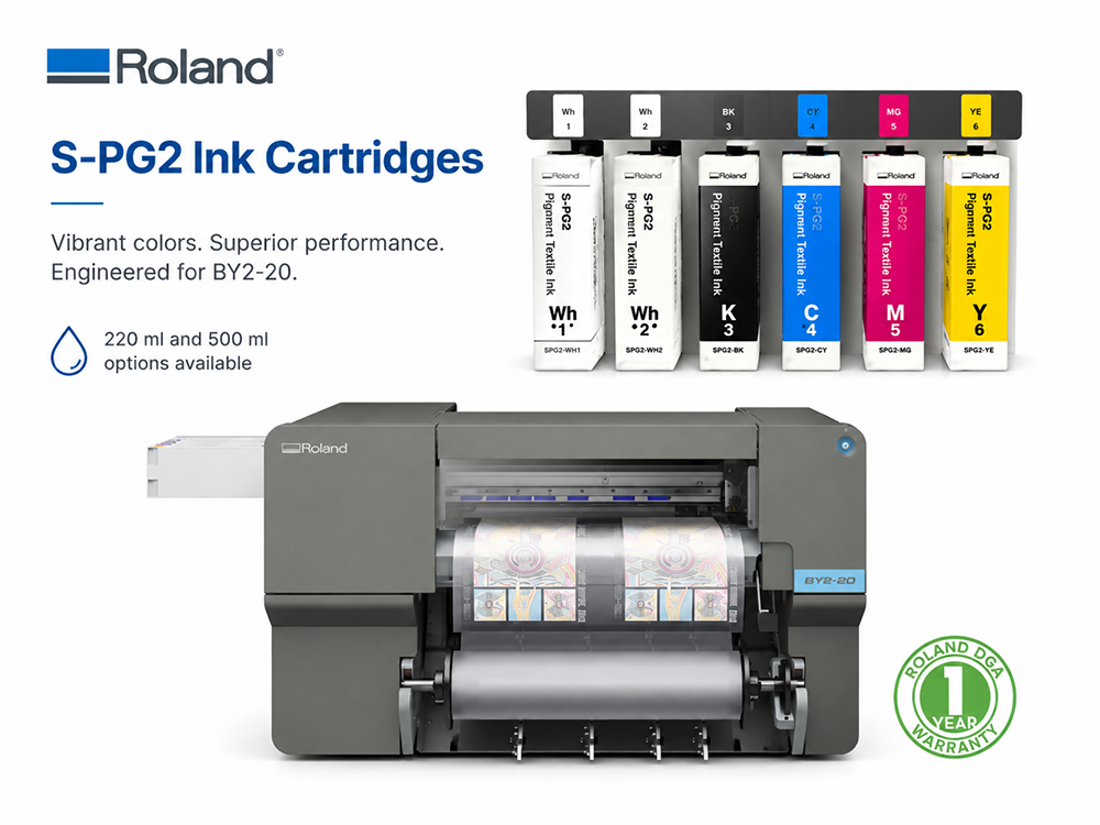 Roland BY2-20 S-PG2 ink cartridges with dual white ink