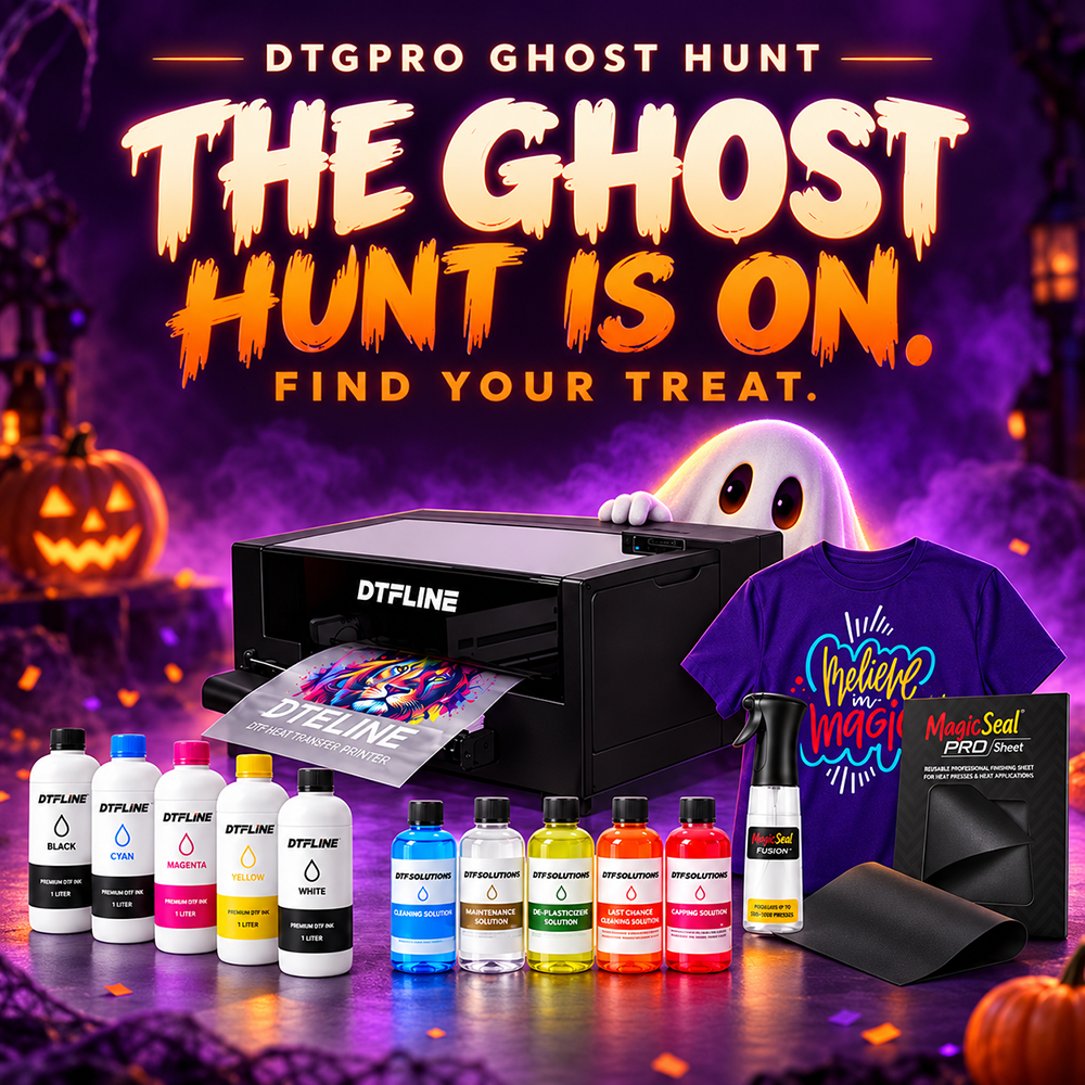 DTGPRO Ghost Hunt. Find the ghost hiding behind the printer and supplies.