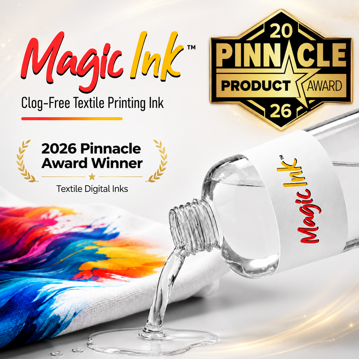 MagicInk 2026 Pinnacle Product Award Winner - Clog-Free Textile Printing Ink
