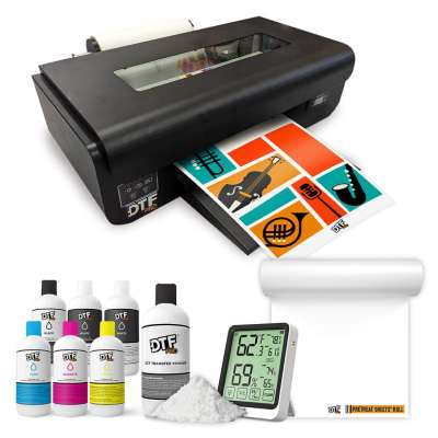 INSPIRE SERIES BUNDLE: Includes the DTFPRO INSPIRE A3+ DTF Printer (Direct to Film Printer) with BI-Directional Roll Feeder, WICS (White Ink Circulation System), White Ink Stirring, Vacuum, RIP Software, Training and Onboarding, 1 Liter DTF ink, 1.75lb DT
