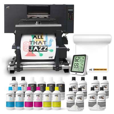 DTF PRO MIDI A2 BUNDLE: MIDI Printer Bundle (includes Dual Printhead MIDI A2 DTF Printer with Embedded Roll Feeder, A2 In-Line Powder Application and Curing Machine, 12 Liters DTF Ink, 200m DTF Film Roll, 14 pounds DTF Powder, RIP Software, Training and O