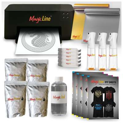 MagicLine ONE Complete HTF Printing Bundle - Includes Printer, Consumables for 400 Shirts