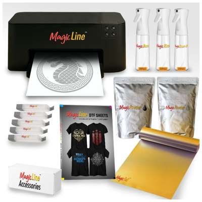 MagicLine ONE Complete HTF Printing Bundle - Includes Printer, Consumables for 100 Shirts