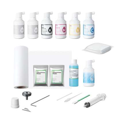 xTool Ultimate DTF Supply Bundle - CMYKW DTF Ink, DTF Powder x 2, DTF Film, DTF Moisturizer, Cleaning Kit and Cutter Kit (14 pcs)
