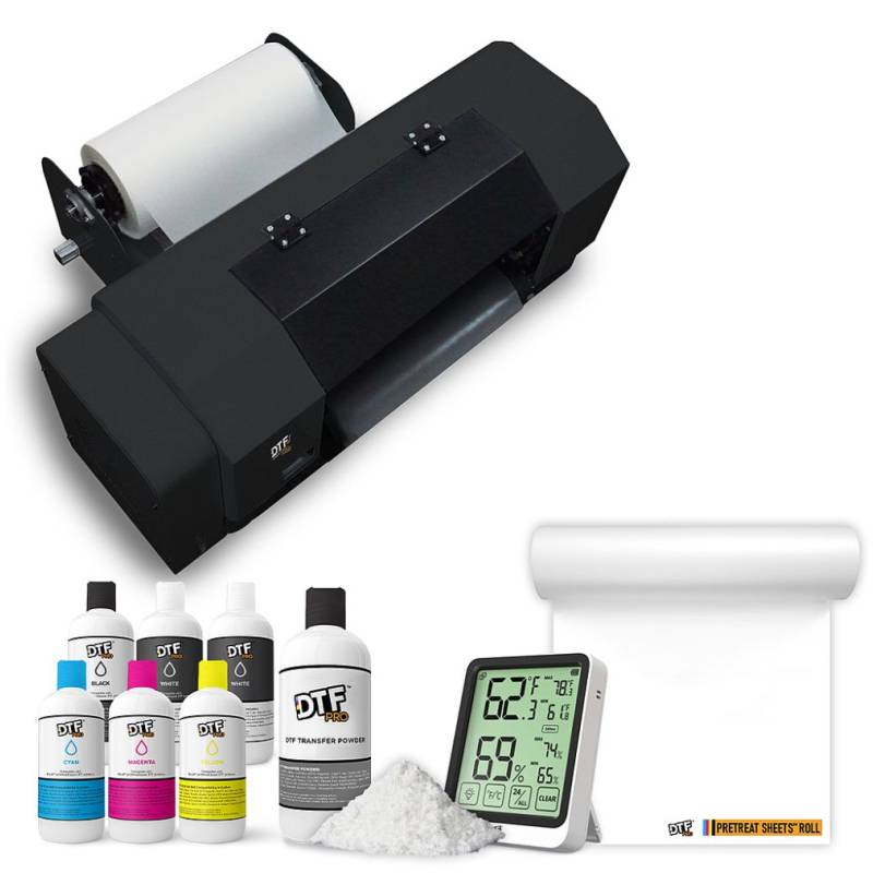 FUSION SERIES BUNDLE: DTFPRO FUSION MODEL J DTF Printer (Direct to Film  Printer) - includes BI-Directional Roll Feeder, WICS (White Ink Circulation  System), Vacuum, RIP Software, 1 Liter DTF ink, 1.75lb DTF
