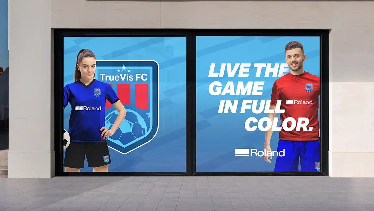 Window signs and window graphics produced with the Roland TrueVIS VG4 Series